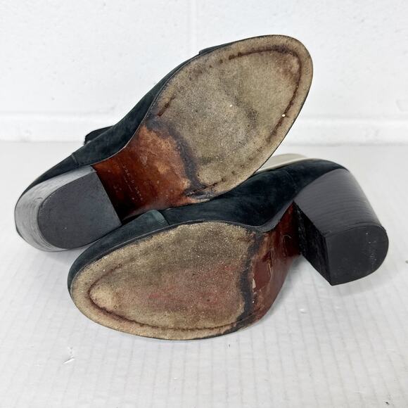 Rag and Bone Boots Womens Size 37 Black Suede Stacked Heel Ankle Booties - Picture 12 of 13